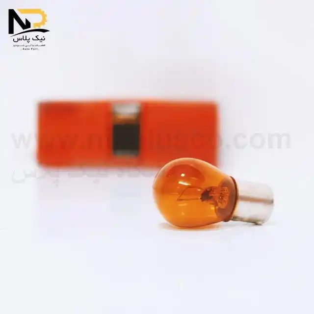 تصویر محصول لامپ یک کنتاکت نارنجی ته برنجی خار مساوی (12V-21W)AMBER اس ام اس1141